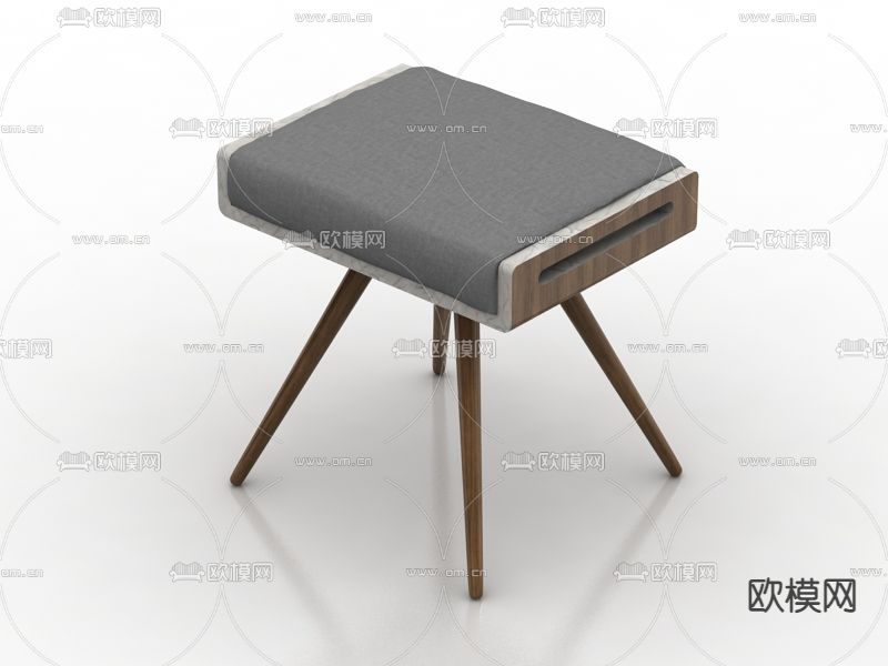 现代简约实木布艺沙发凳免费3d模型下载