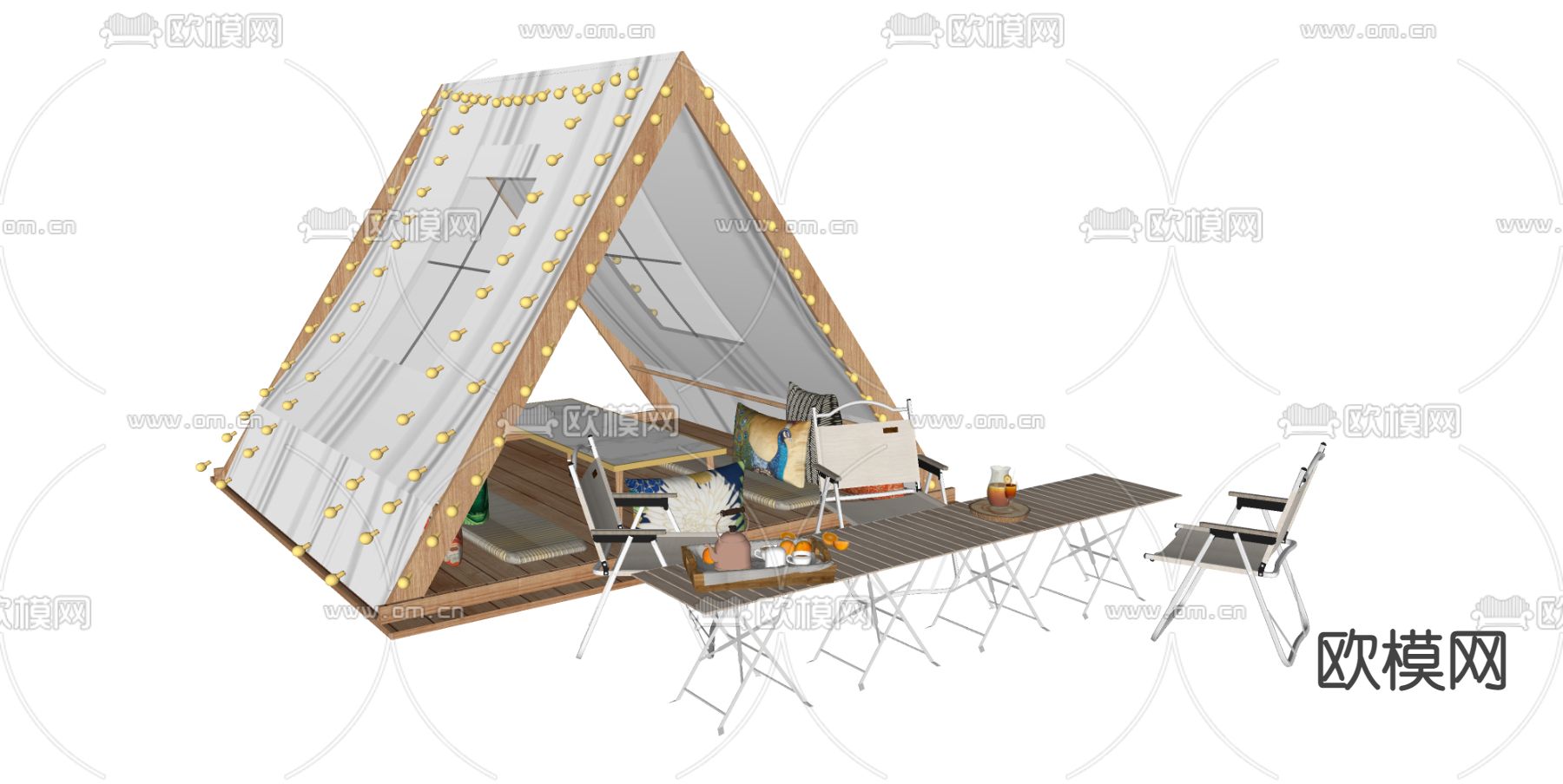 现代露营帐篷su模型下载（渲染图2）