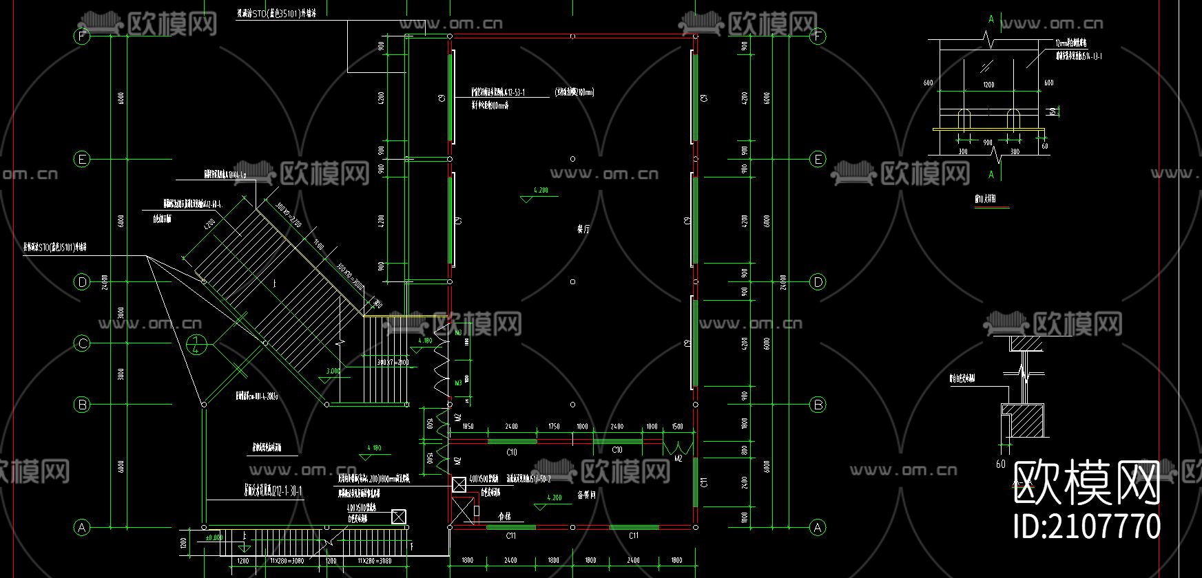 西磁食堂设计平面cad施工图下载（渲染图3）