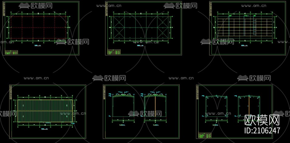 12米跨度工程cad施工圖下載(渲染圖3)