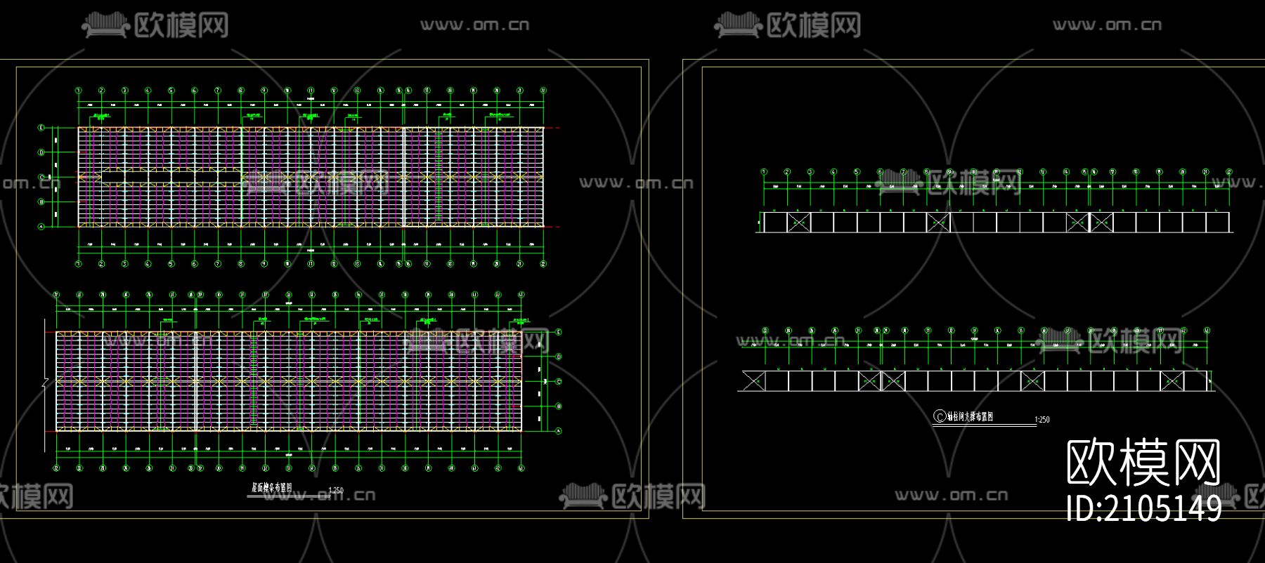 石材钢结构厂房cad施工图下载（渲染图3）