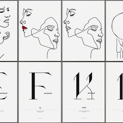  现代艺术线条人物抽象装饰画 