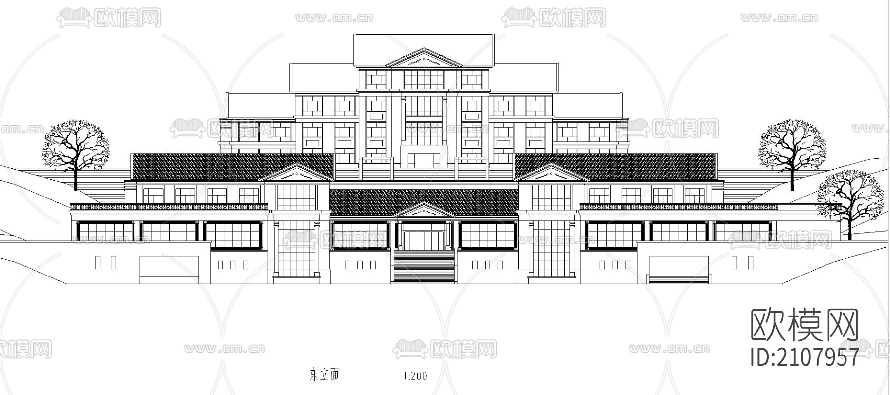 休闲山庄方案cad施工图下载（渲染图1）