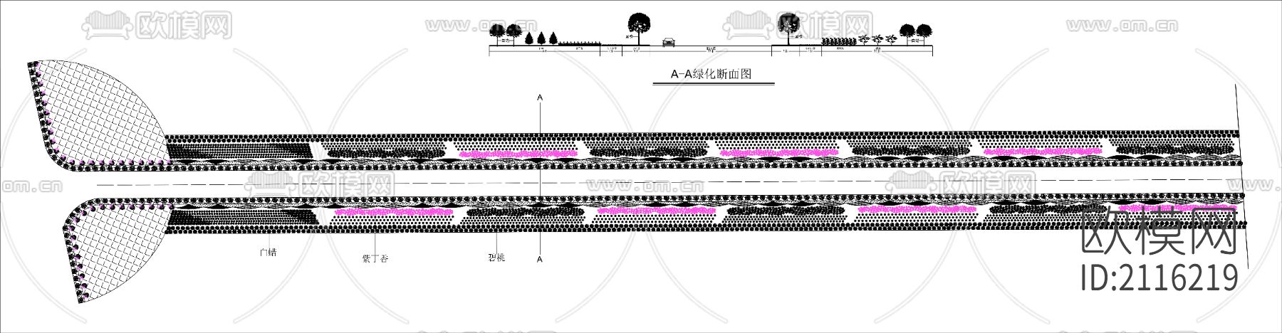 道路绿化cad施工图下载