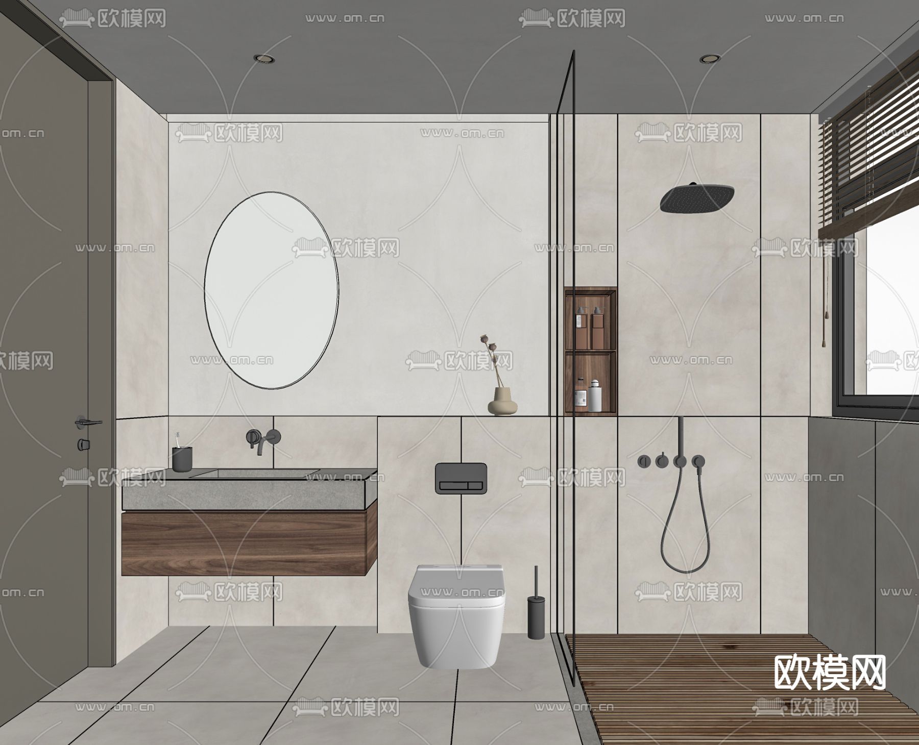 日式卫生间su模型下载（渲染图2）