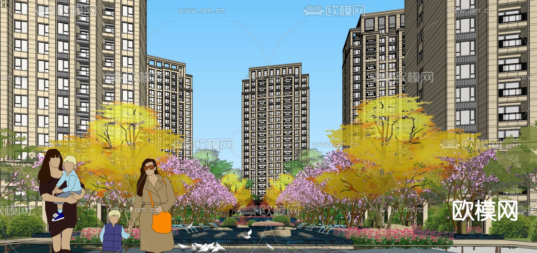 新古典高品质小区su模型