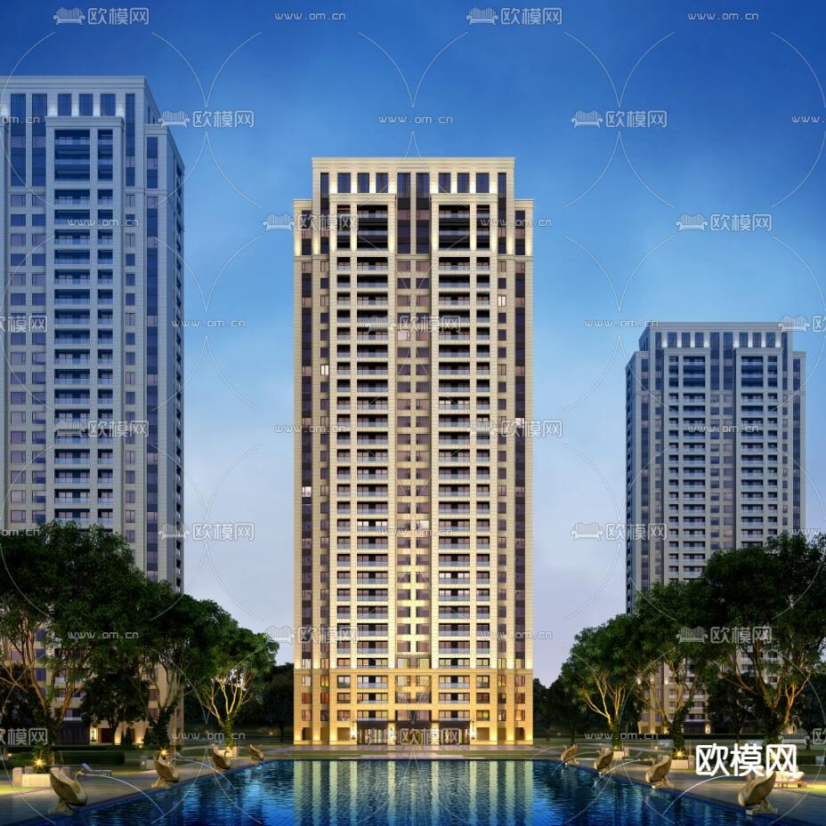 新古典高品质小区su模型