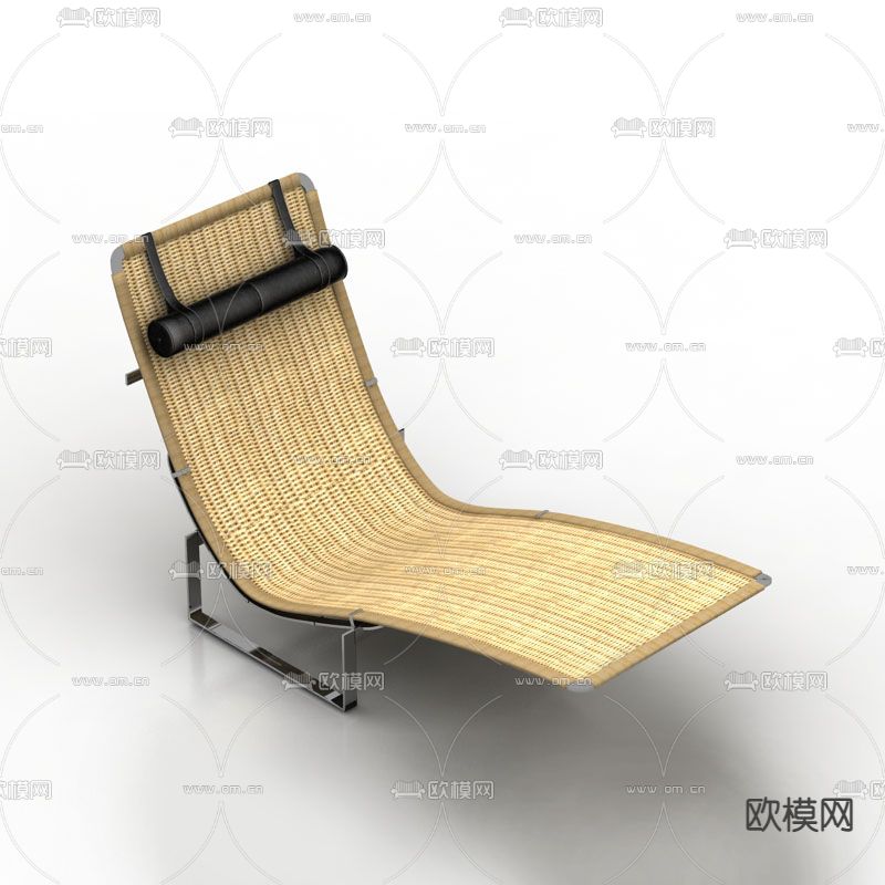 现代简约铁艺竹编躺椅免费3d模型下载