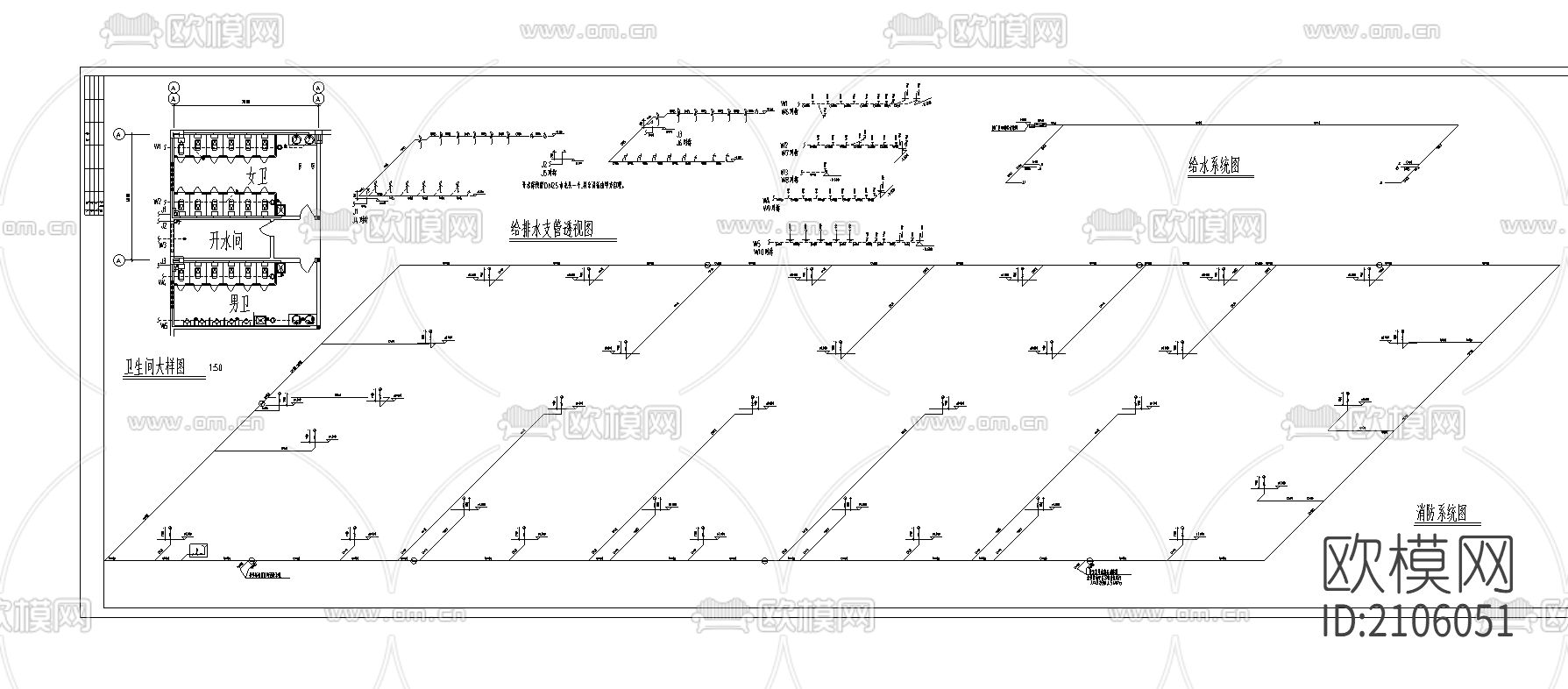 安东园长江厂房给排水cad施工图下载（渲染图3）