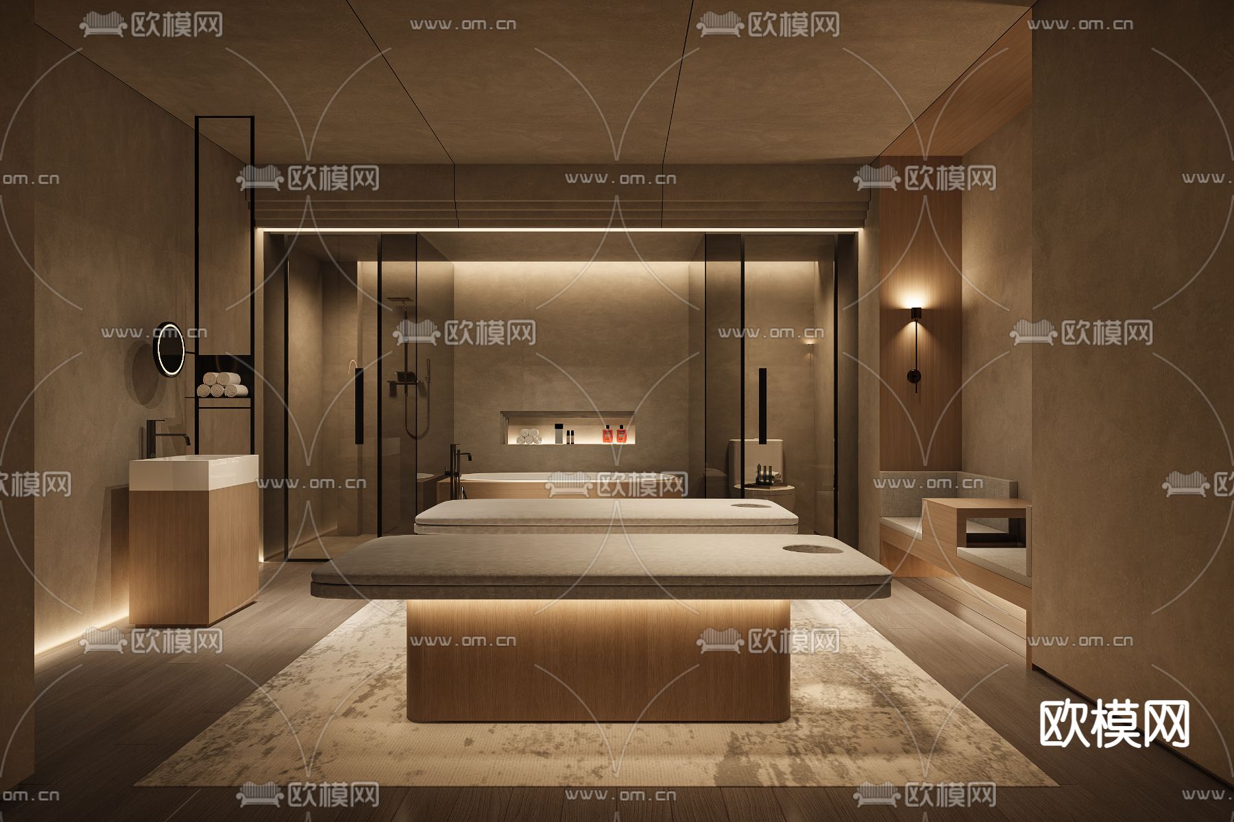 侘寂SPA护理房3d模型下载（渲染图1）