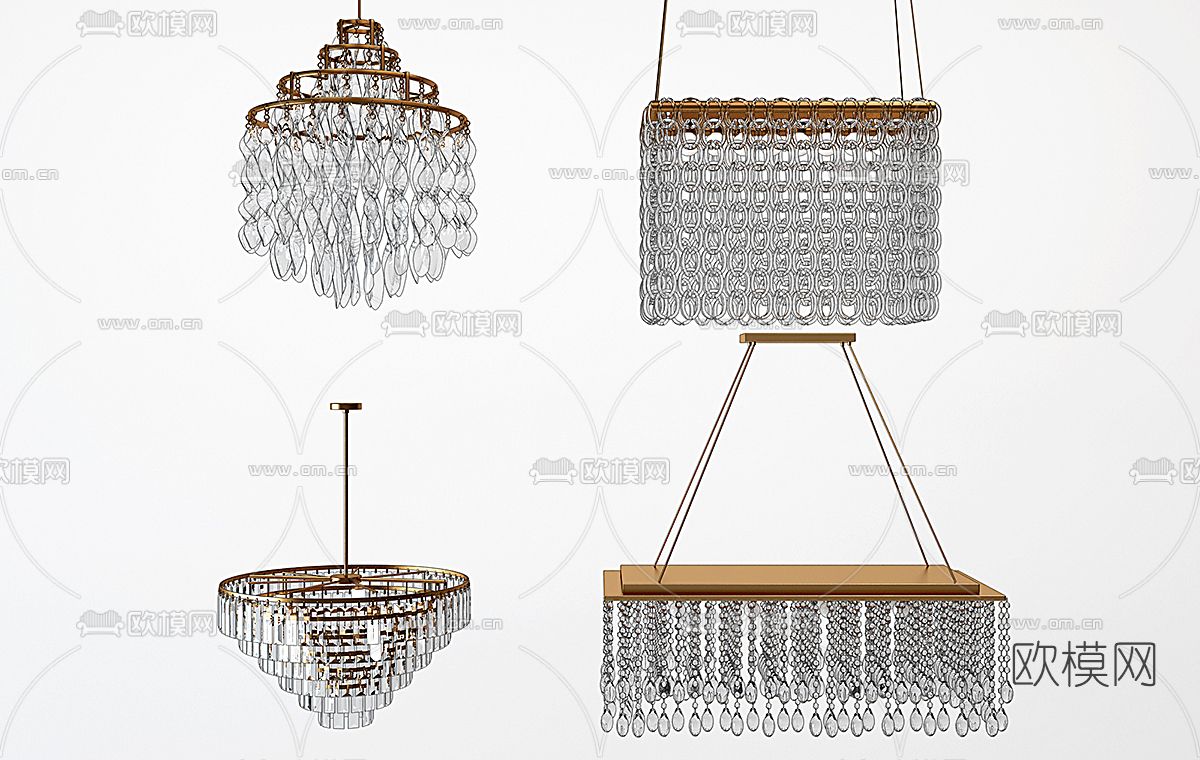 现代水晶吊灯免费3d模型下载