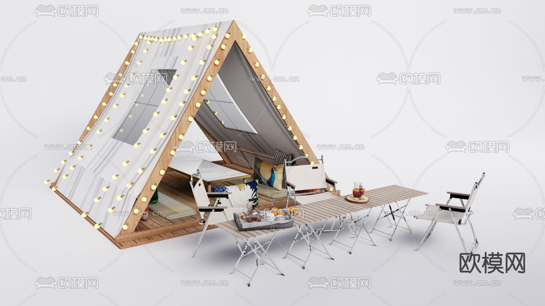 现代露营帐篷su模型下载（渲染图1）