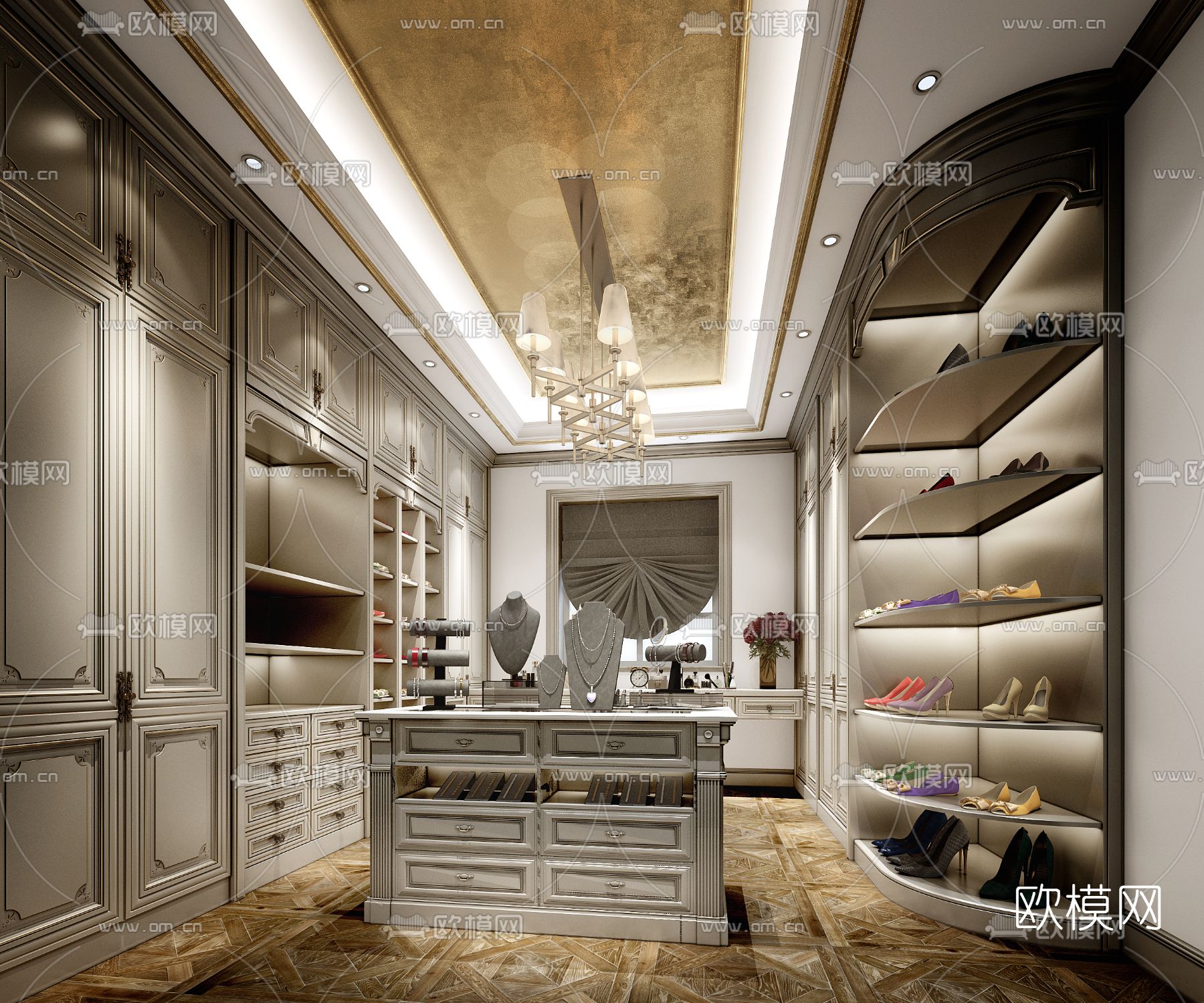 简欧衣帽间免费3d模型下载