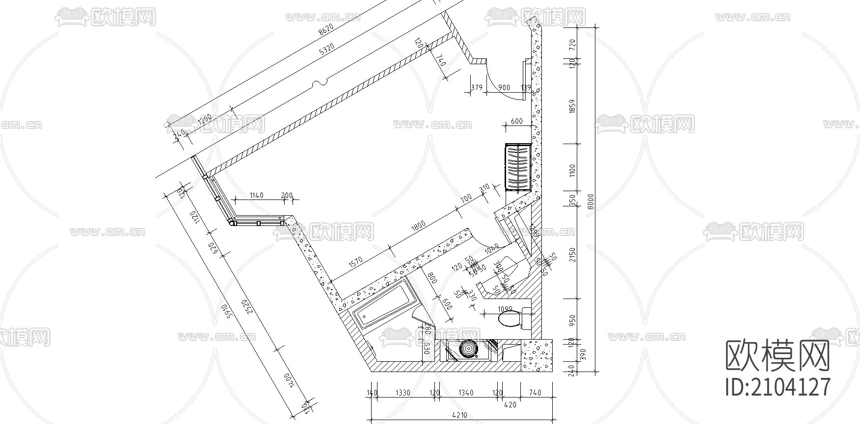 别墅cad施工图下载（渲染图3）