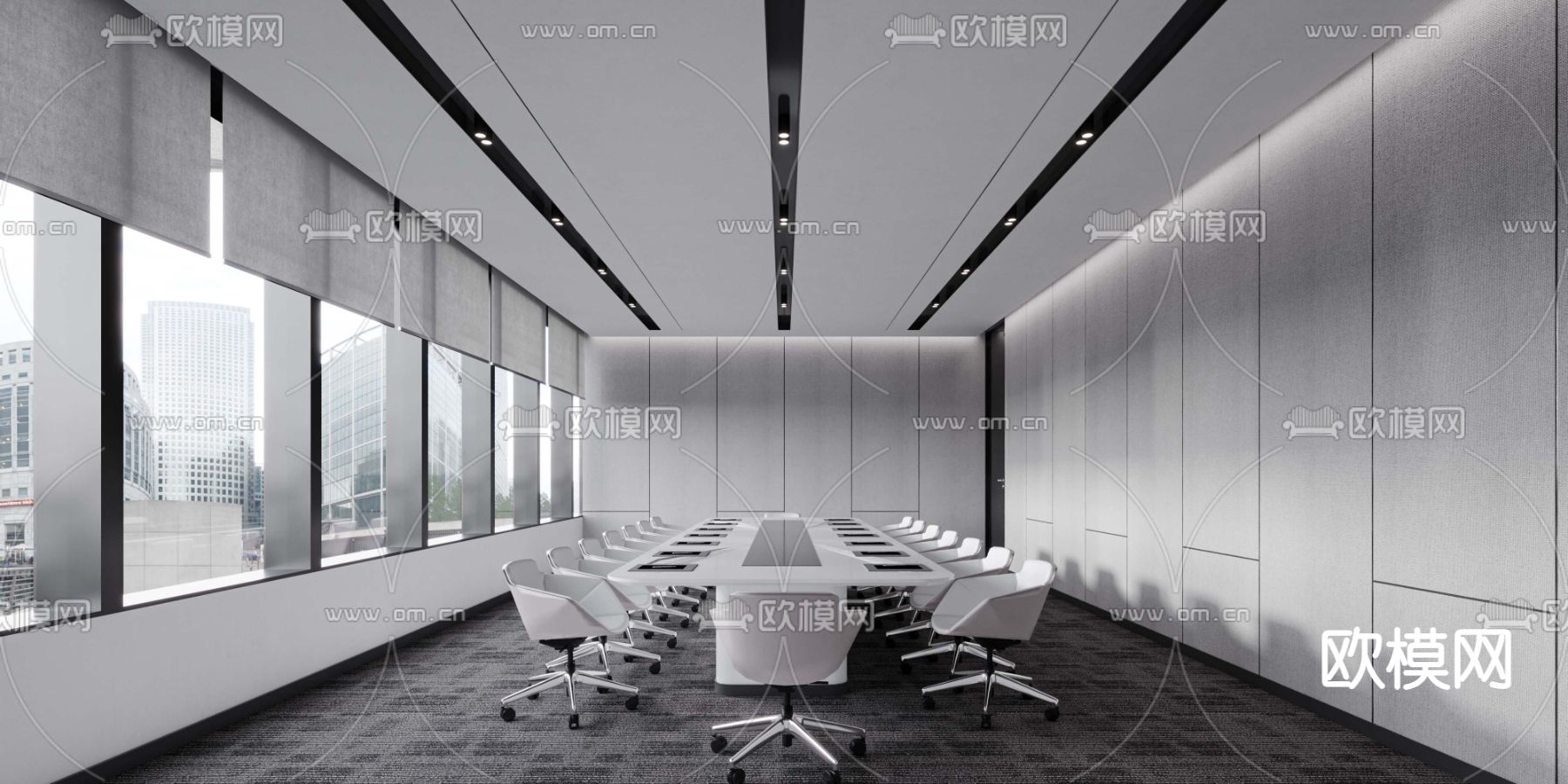 现代会议室3d模型下载（渲染图2）