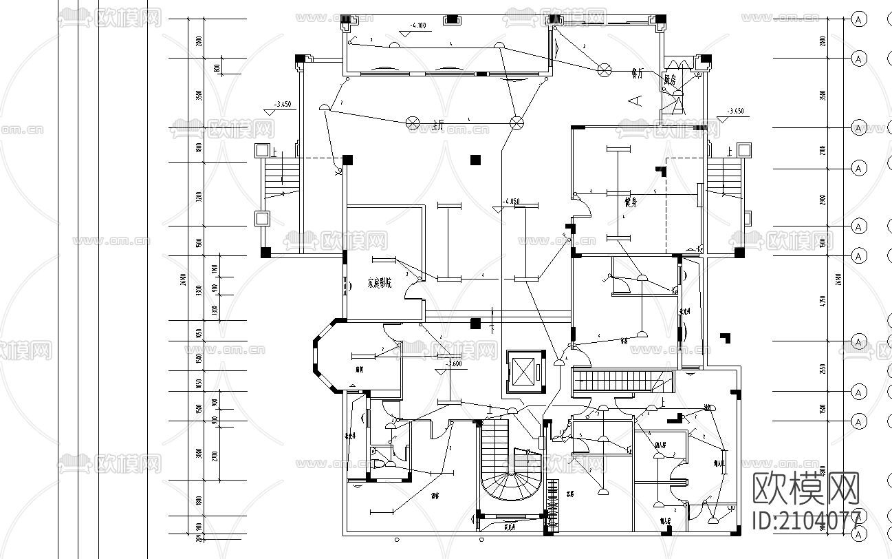 别墅cad施工图下载（渲染图4）