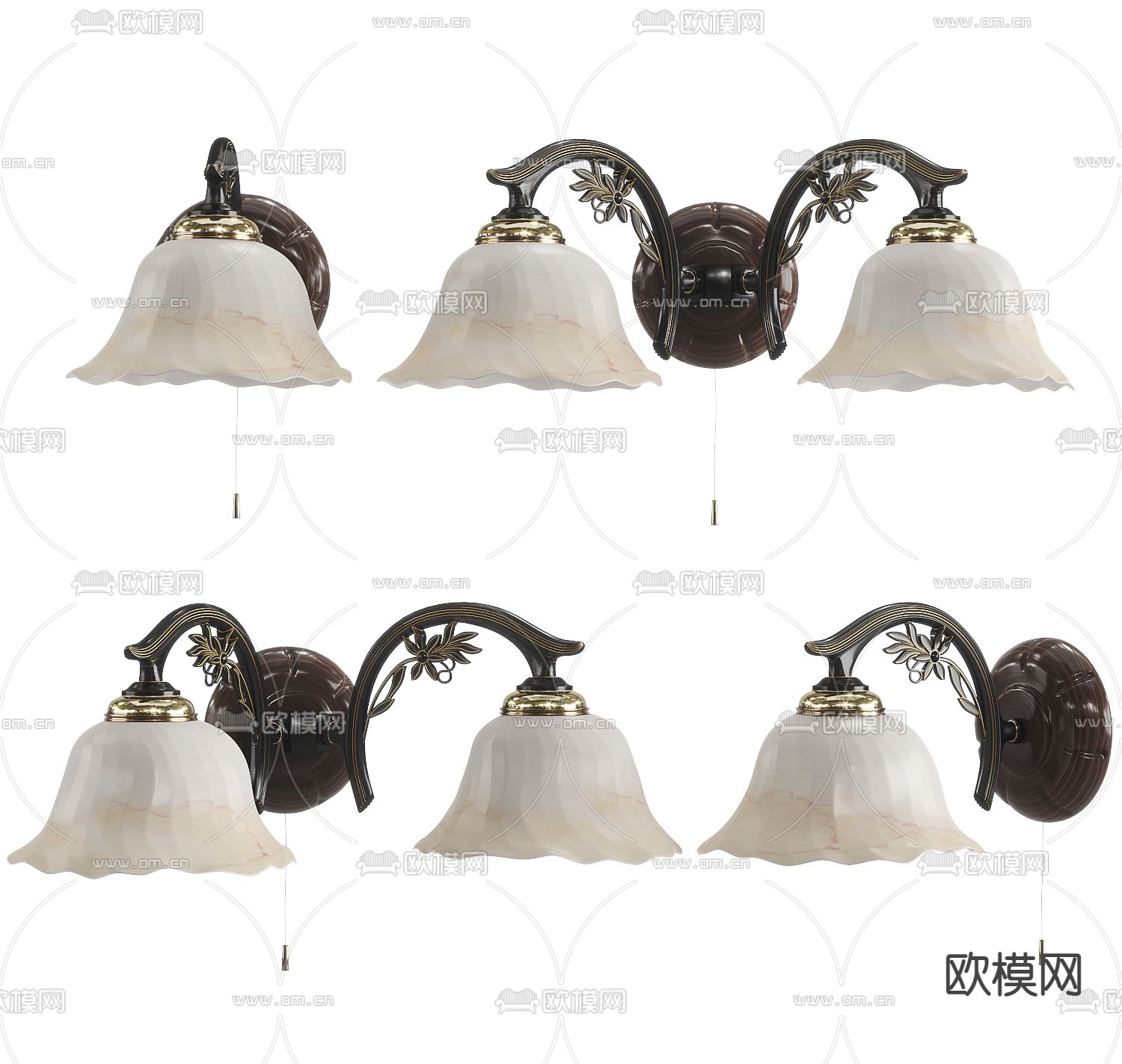 欧式壁灯su模型下载（渲染图1）