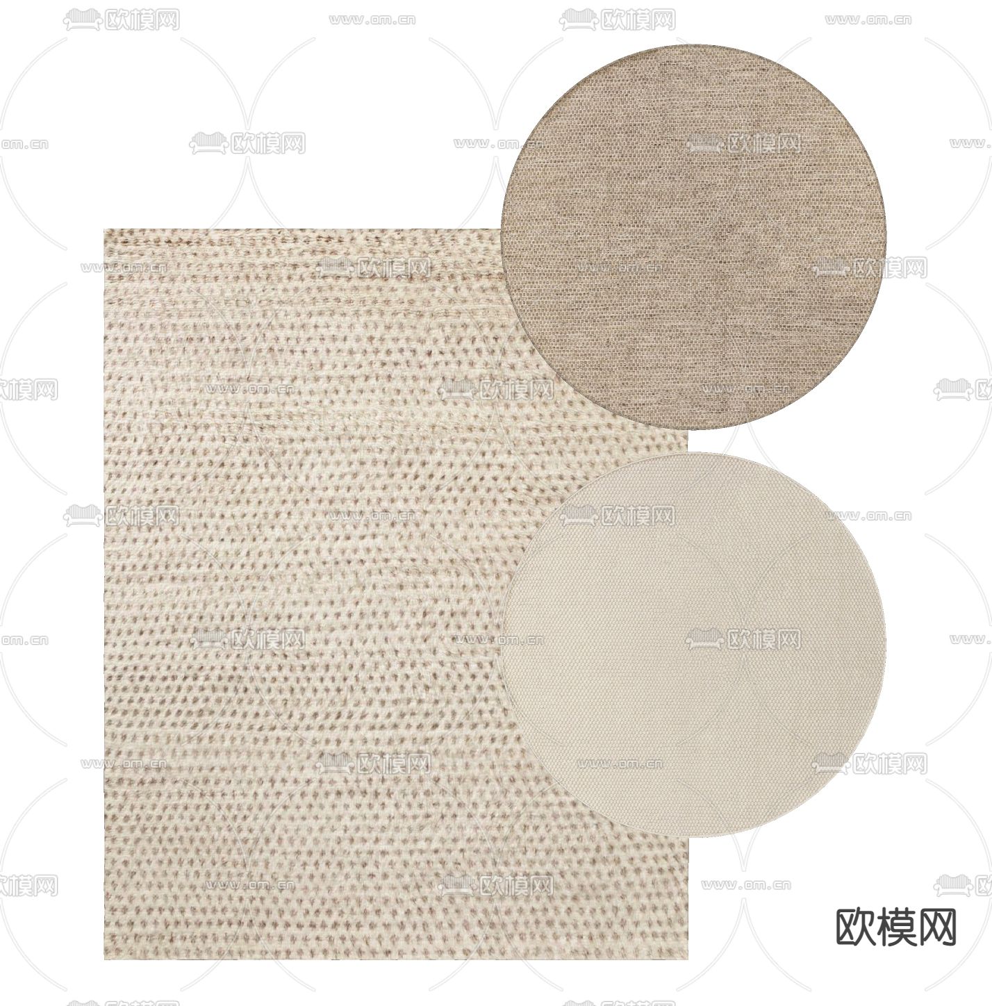 现代布艺地毯su模型下载（渲染图2）