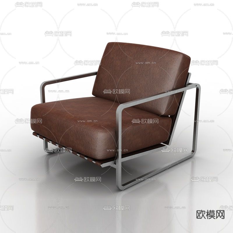 现代简约铁艺皮革单人沙发免费3d模型下载_ID11950511_3dmax免费模型-欧模网