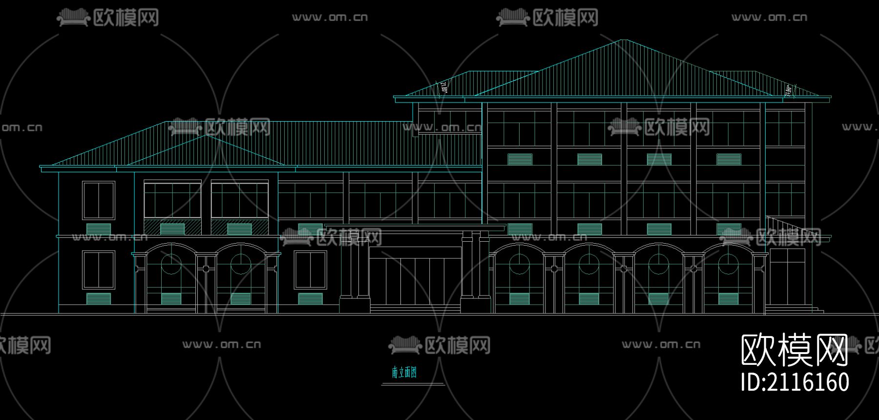 收费站建筑cad施工图下载（渲染图3）