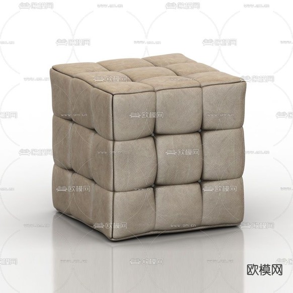 现代简约魔方皮革沙发凳免费3d模型下载