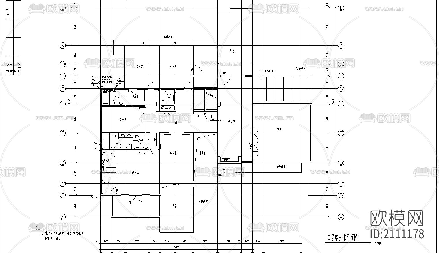 给排水cad平面图下载（渲染图3）