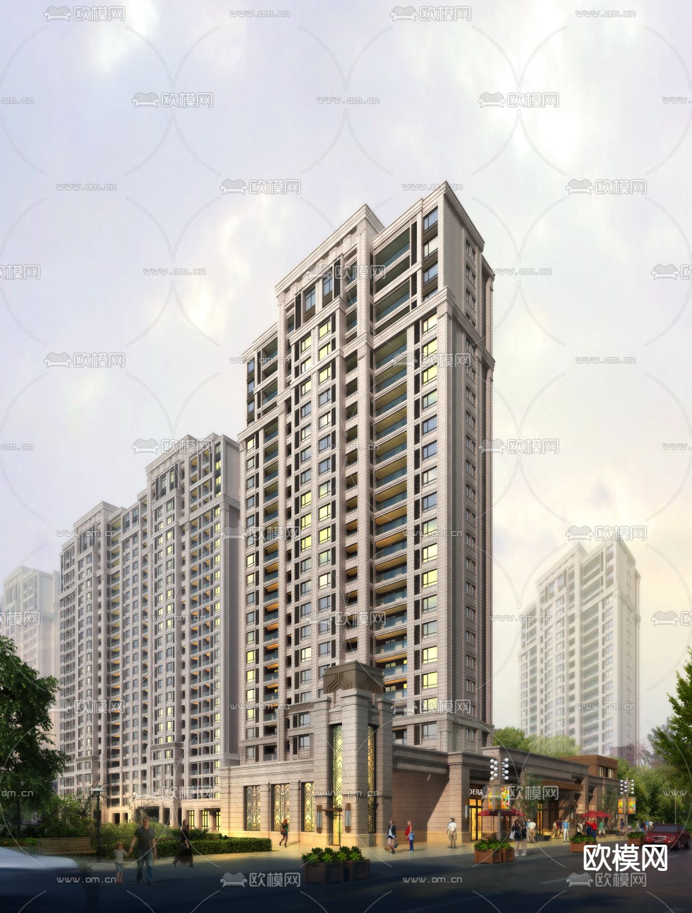 新古典住宅小区外观su模型