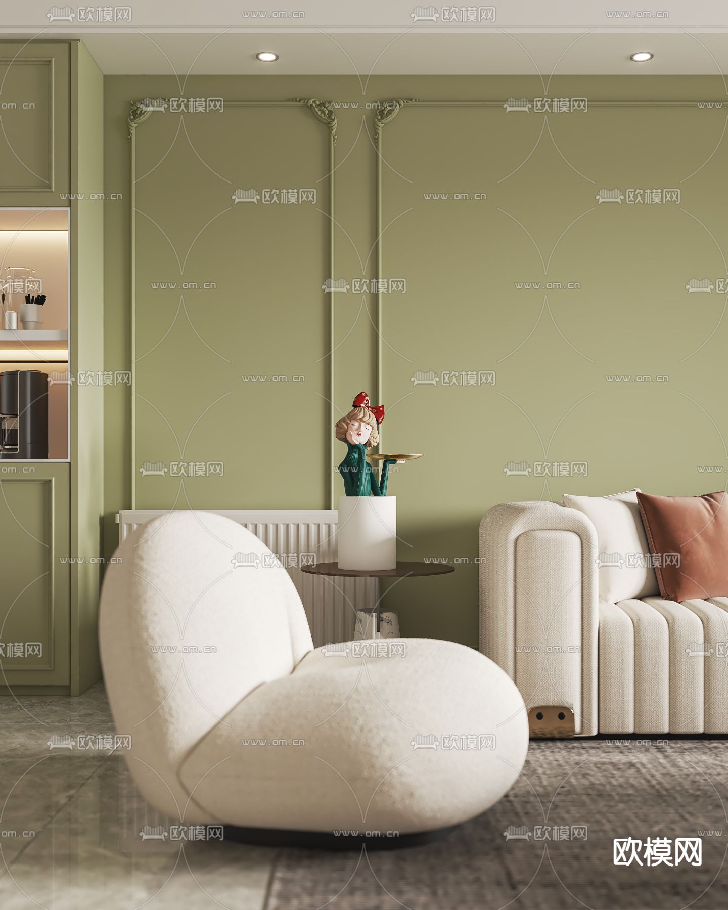 北欧小清新客厅餐厅3d模型下载（渲染图2）