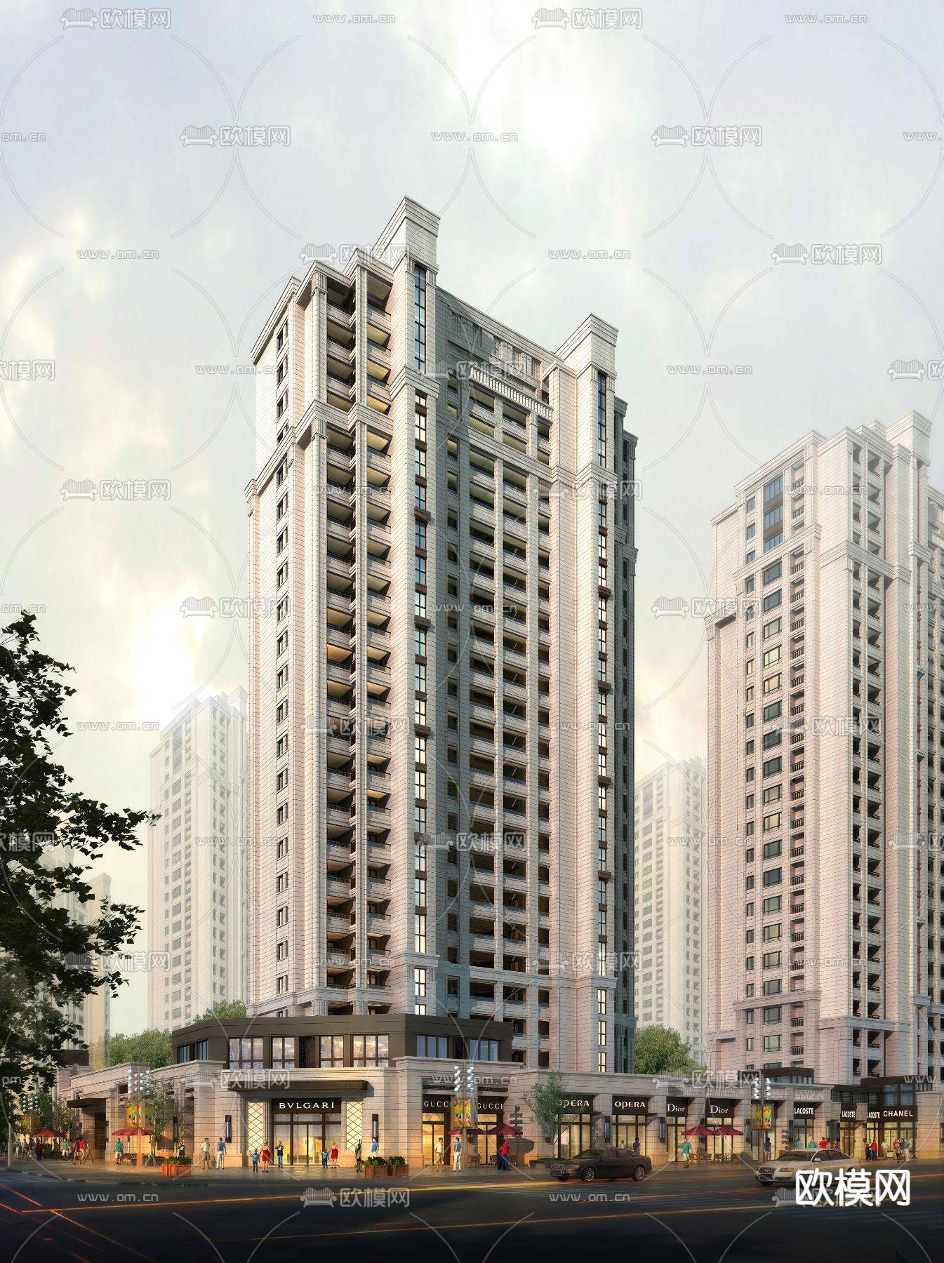 新古典住宅小区外观su模型