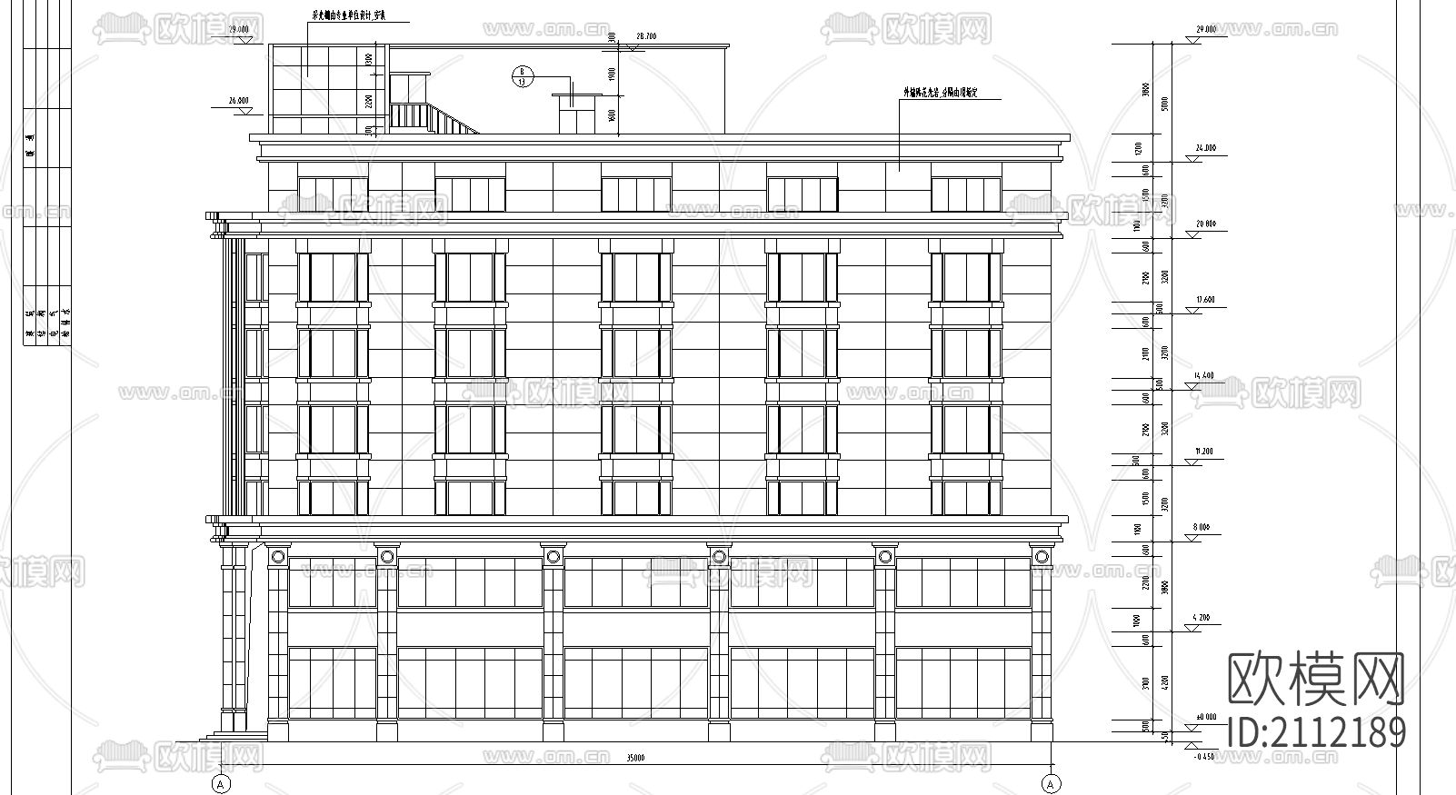 綜合樓建筑cad圖下載（渲染圖1）