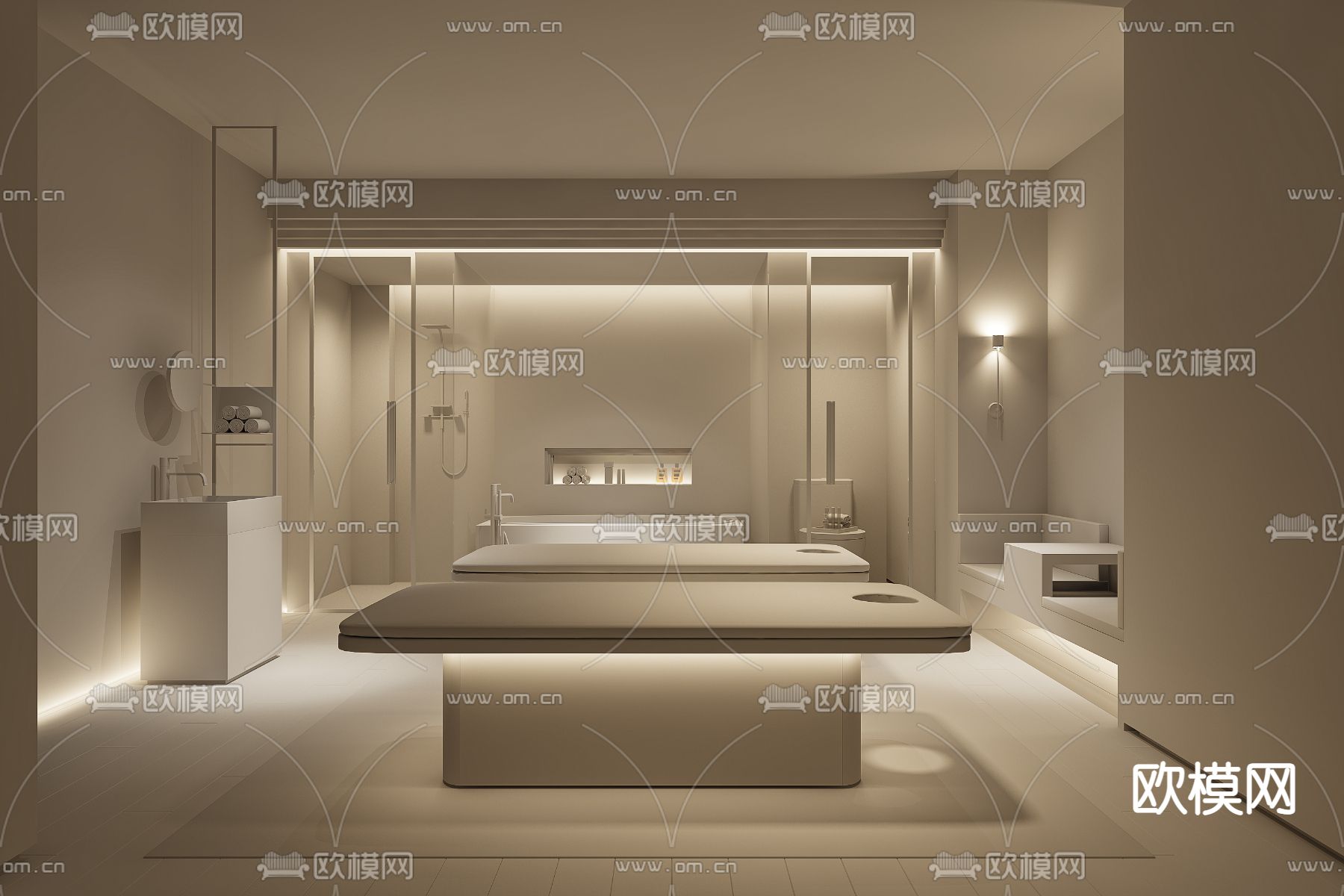 侘寂SPA护理房3d模型下载（渲染图2）