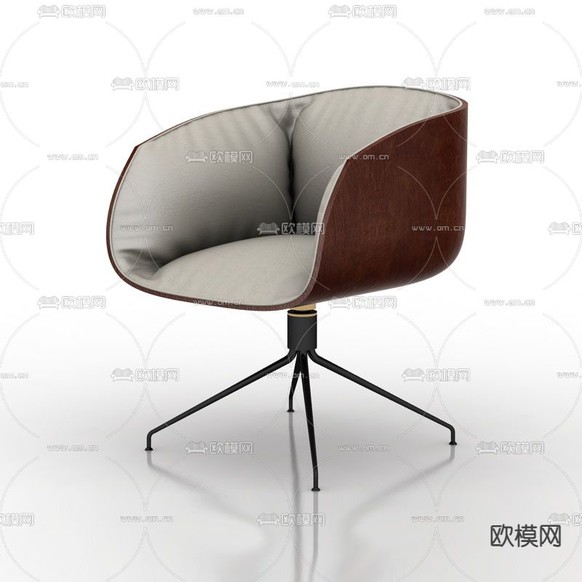 现代简约皮革布艺金属休闲椅免费3d模型下载