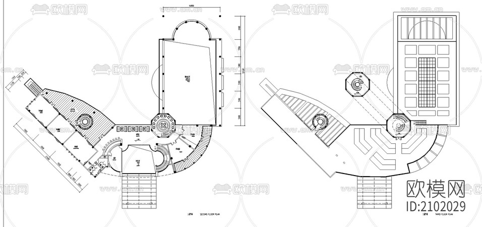 二層會(huì)所建筑cad施工圖下載(渲染圖4)