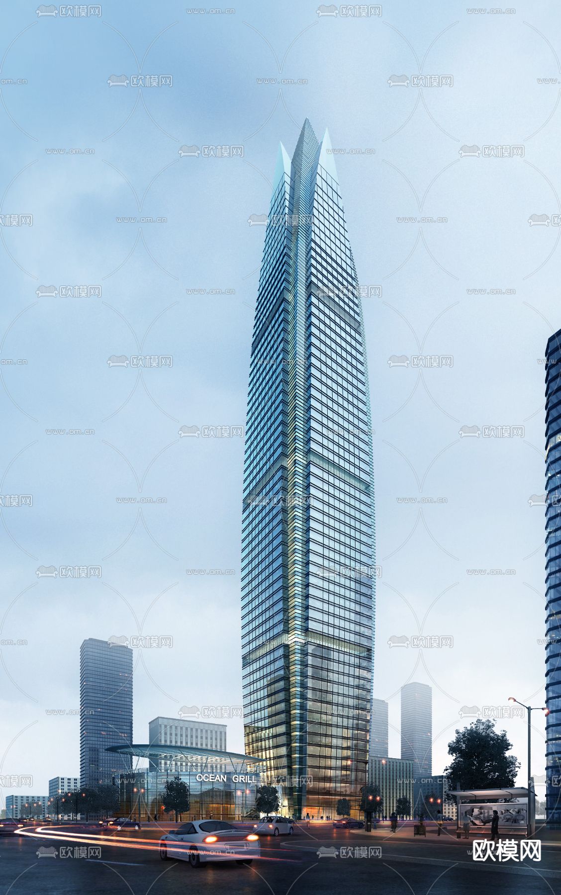 现代办公楼外观psd下载