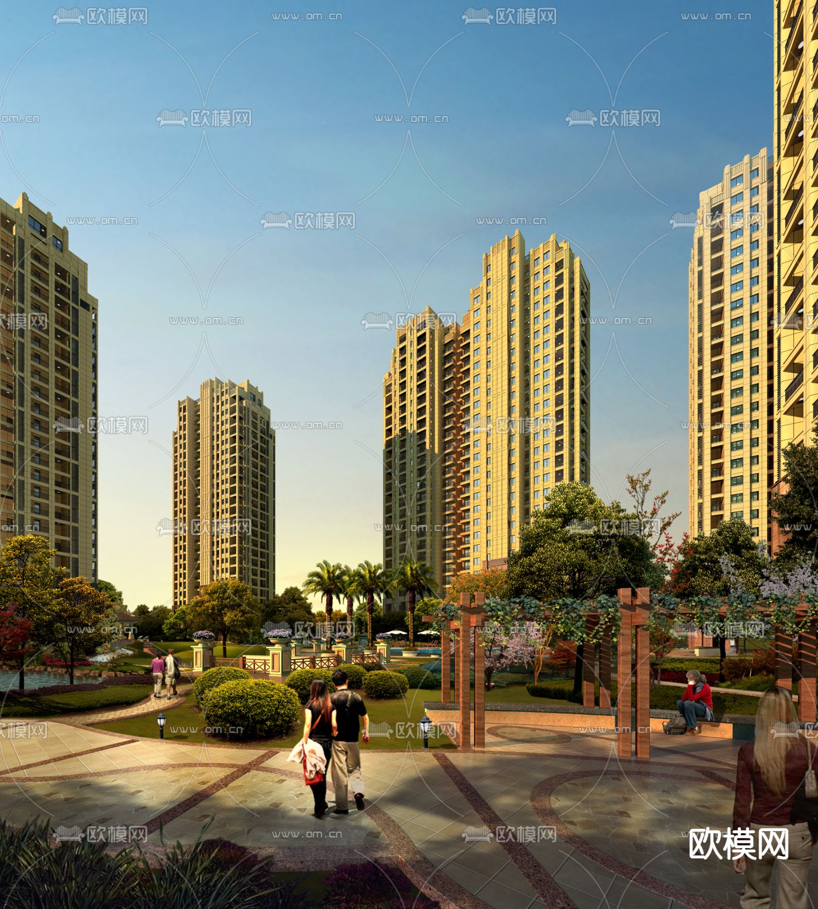 新古典住宅楼外观psd下载