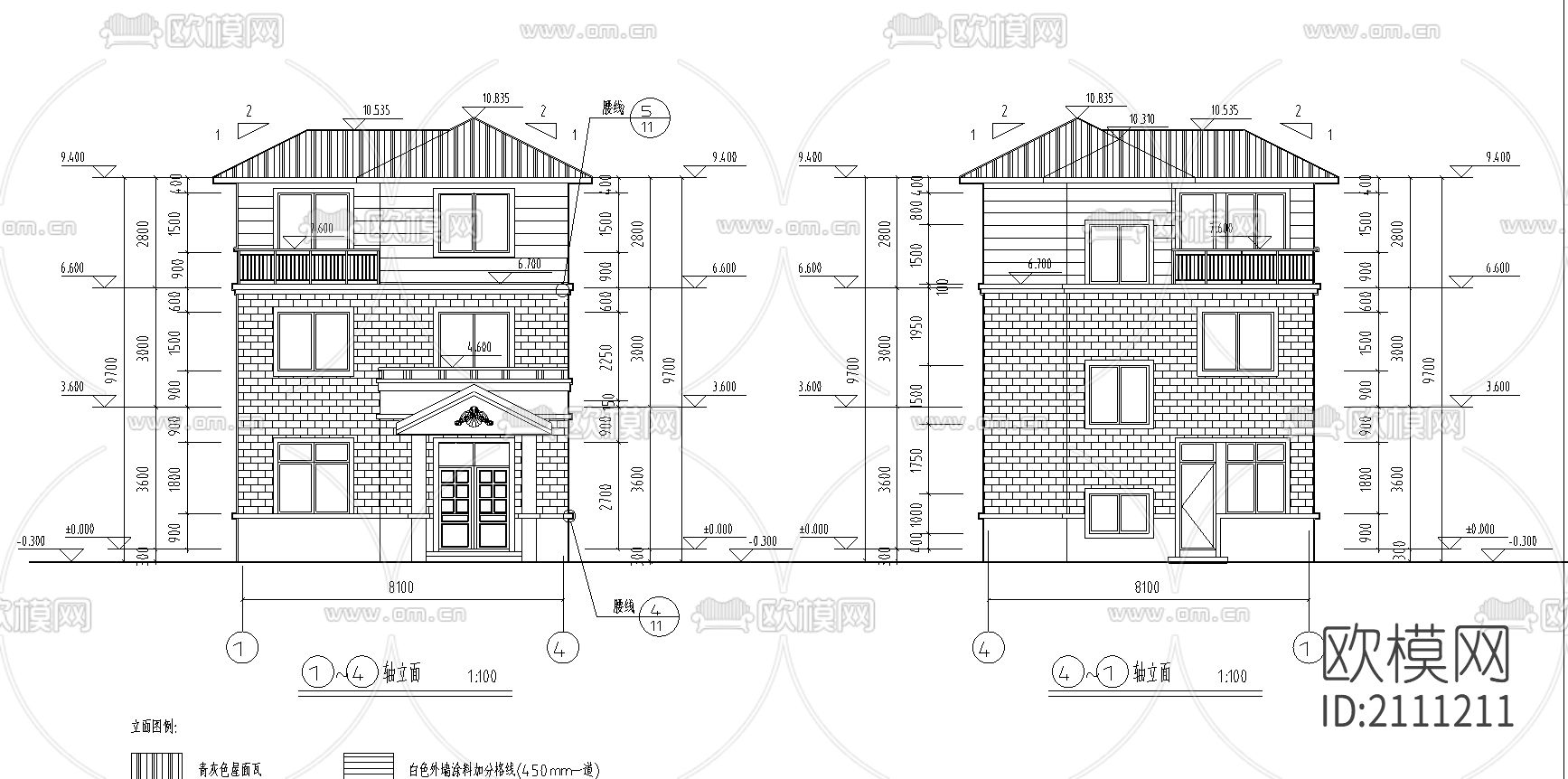 农房cad图纸下载（渲染图1）