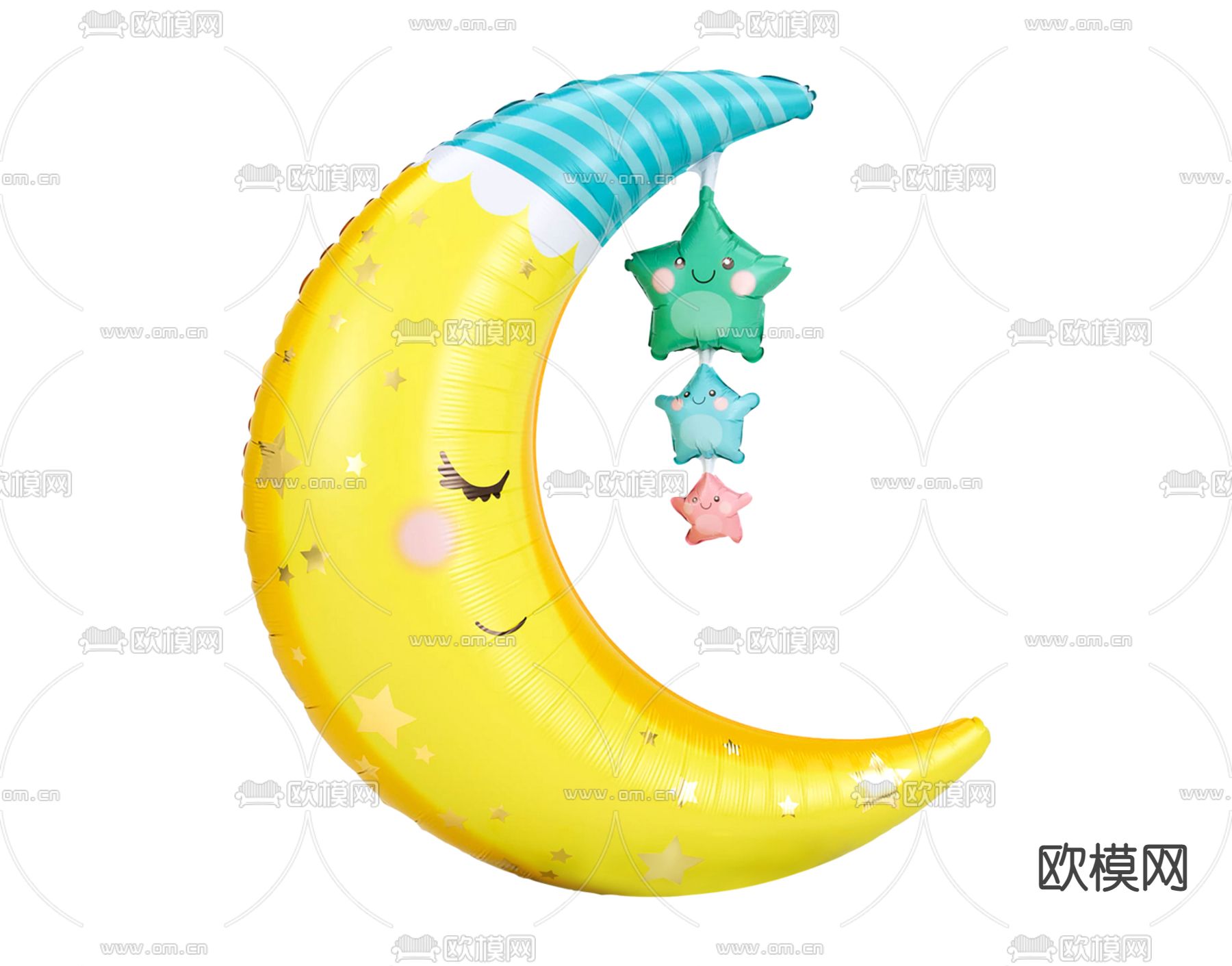 现代铝膜月亮气球儿童摆件3d模型下载