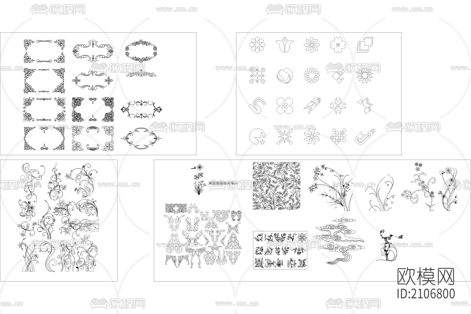 欧式花纹装饰cad图库下载（渲染图3）
