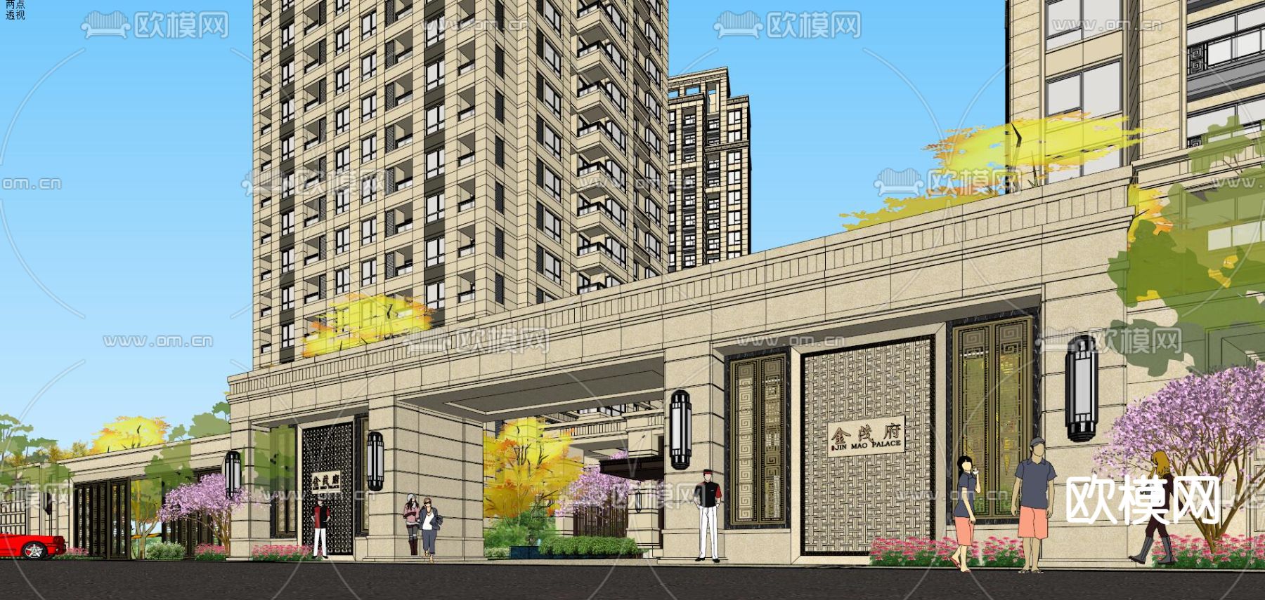 新古典高品质小区su模型