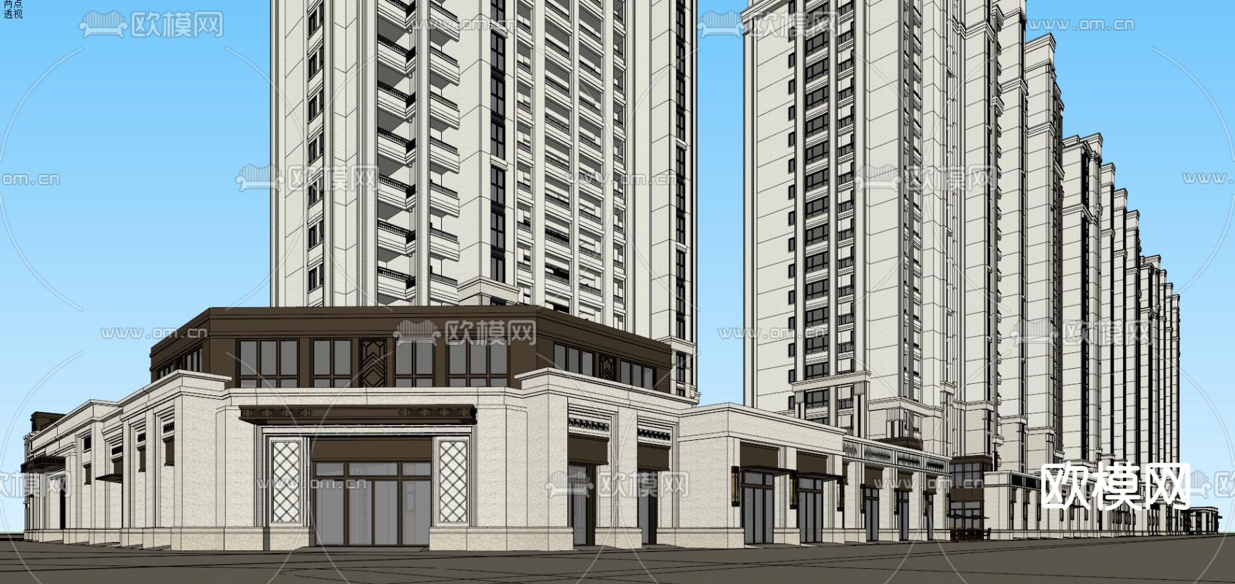 新古典住宅小区外观su模型