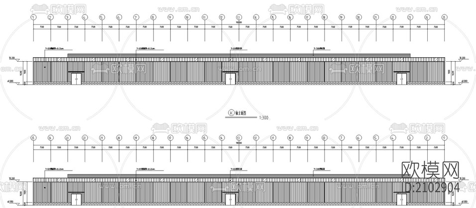河南发面钢结构工程cad施工图下载(渲染图1)