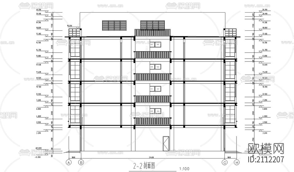 綜合樓建筑cad圖下載(渲染圖2)