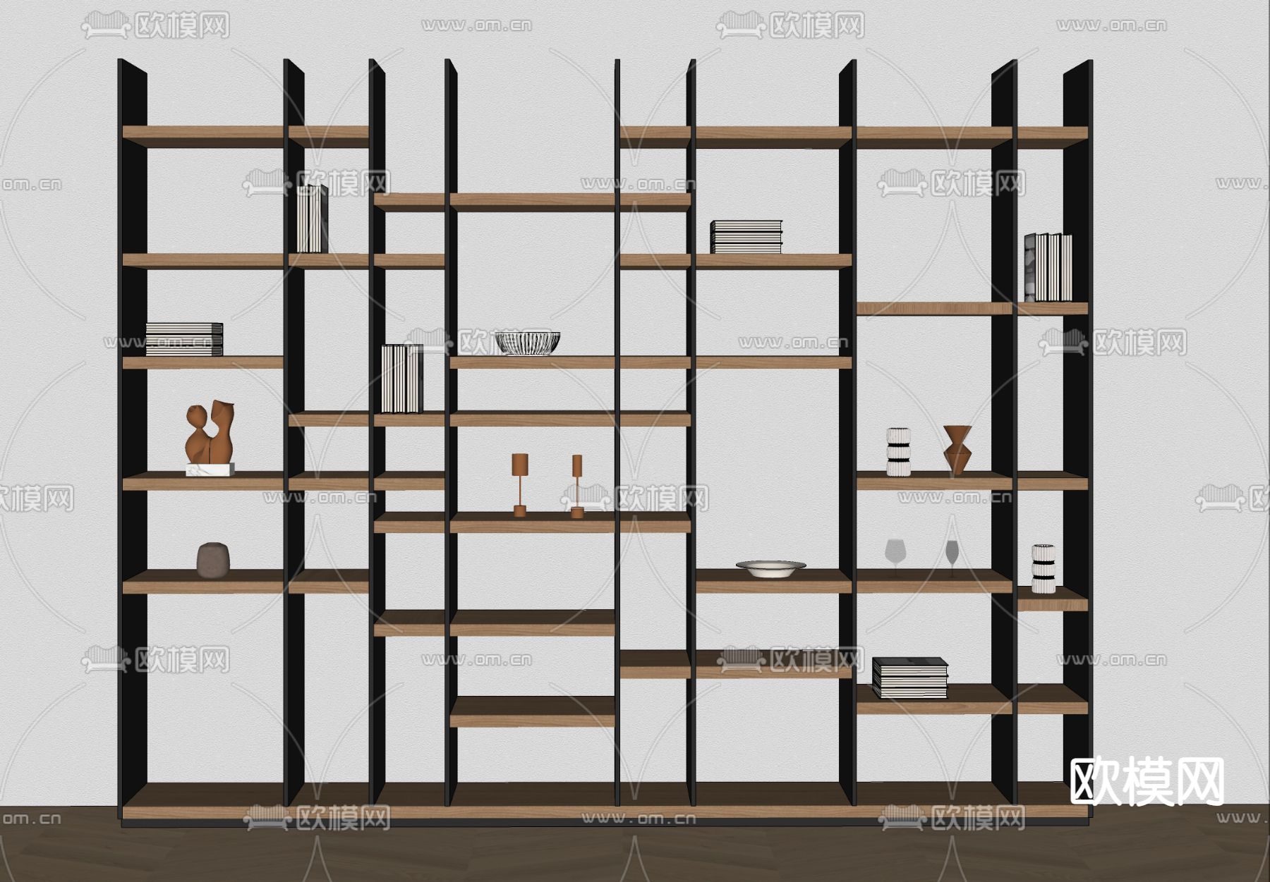 现代书架su模型下载（渲染图2）