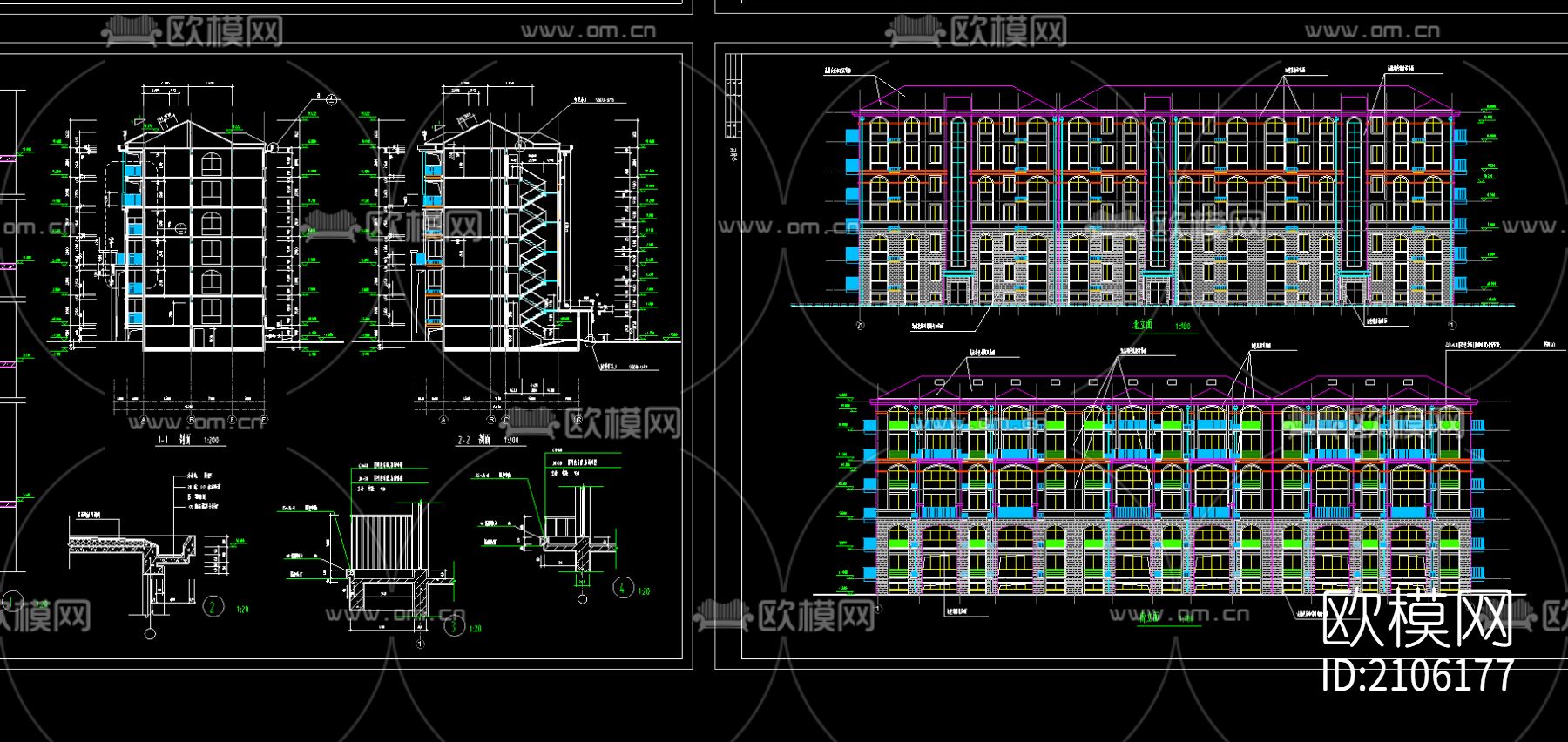 框架结构住宅楼cad施工图下载（渲染图1）
