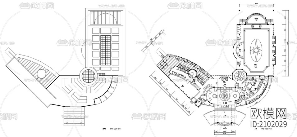 二層會(huì)所建筑cad施工圖下載(渲染圖2)