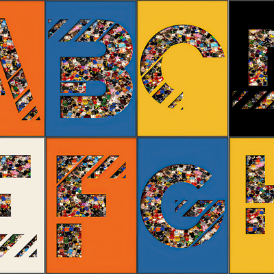  现代字母潮牌积木装饰画 