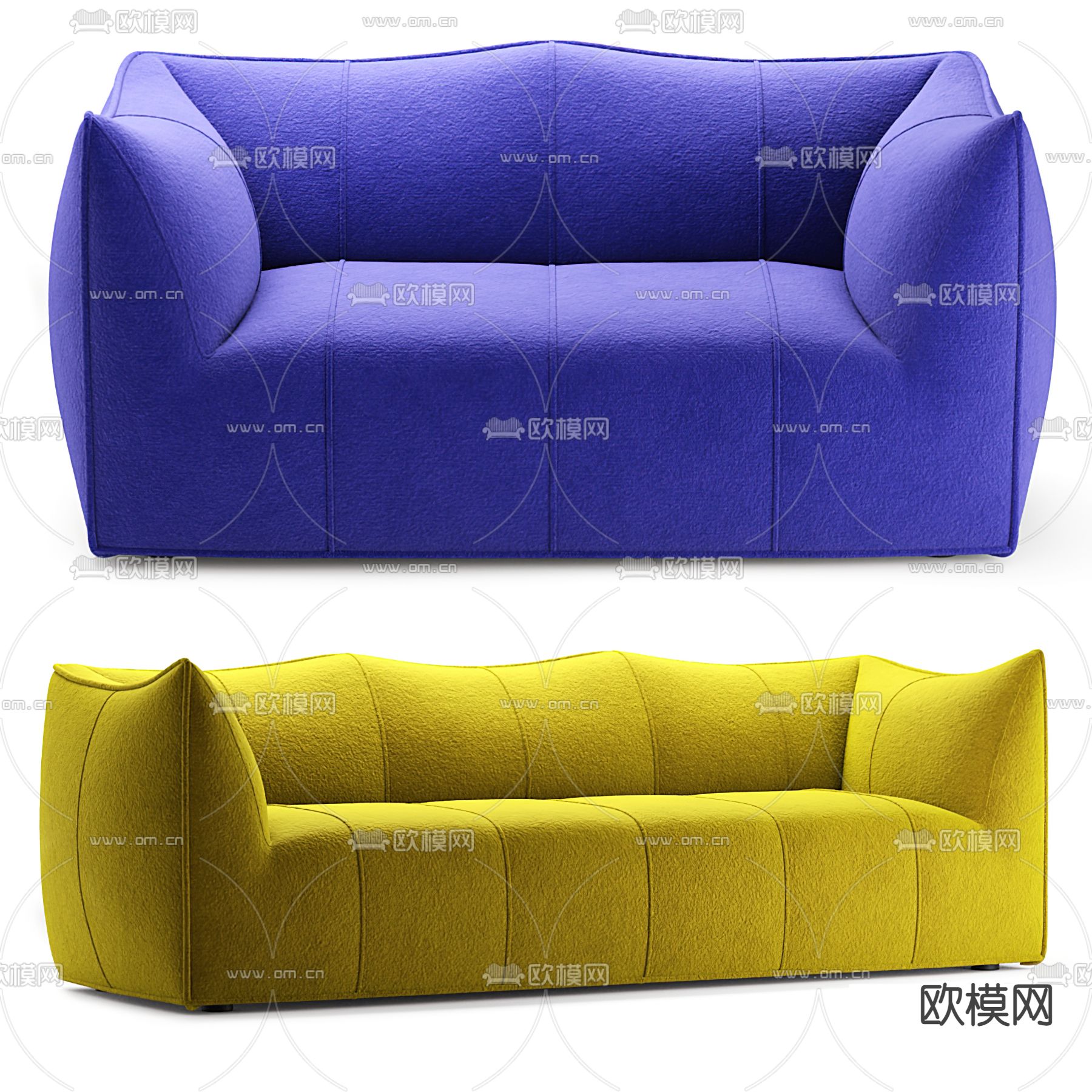 B&B italia 现代布艺双人沙发3d模型下载