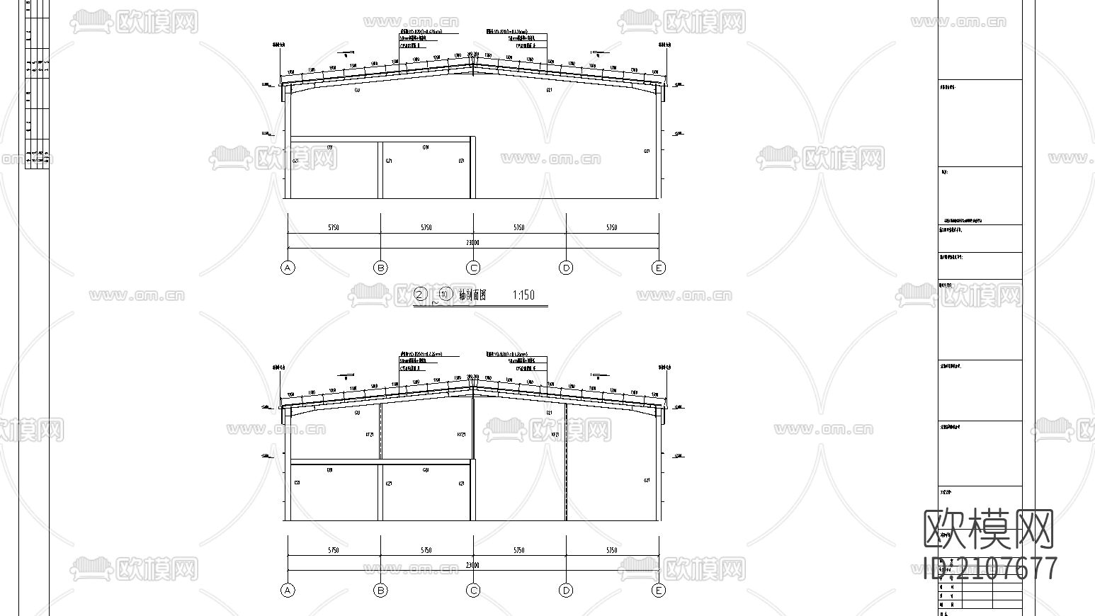 公司钢结构厂房cad施工图-免费3dmax模型库-欧模网