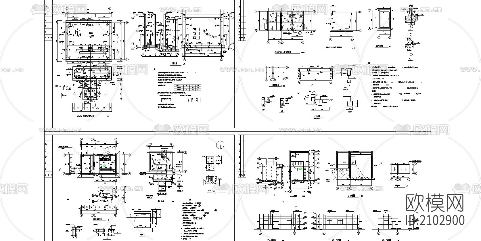 泵房结构设计cad施工图下载（渲染图1）