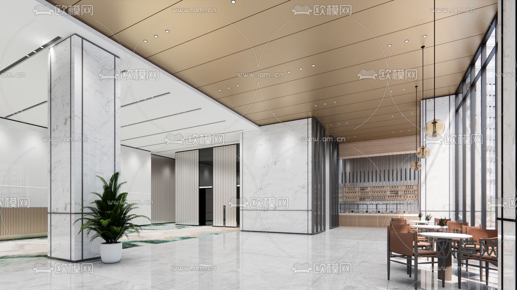 现代酒店大堂su模型下载（渲染图3）